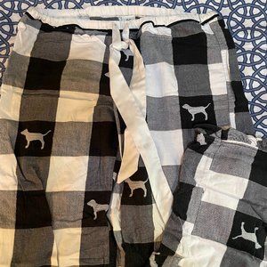 Pink brand black & white check pajama pants